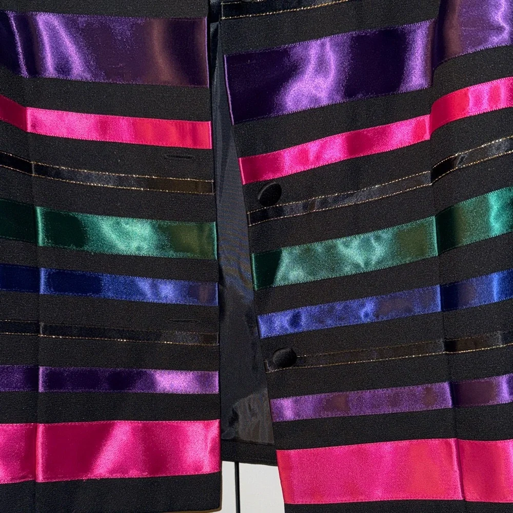 Talbots Vibrant Striped Blazer with Black Ribbon Accents size 8 - Picture 6 of 14